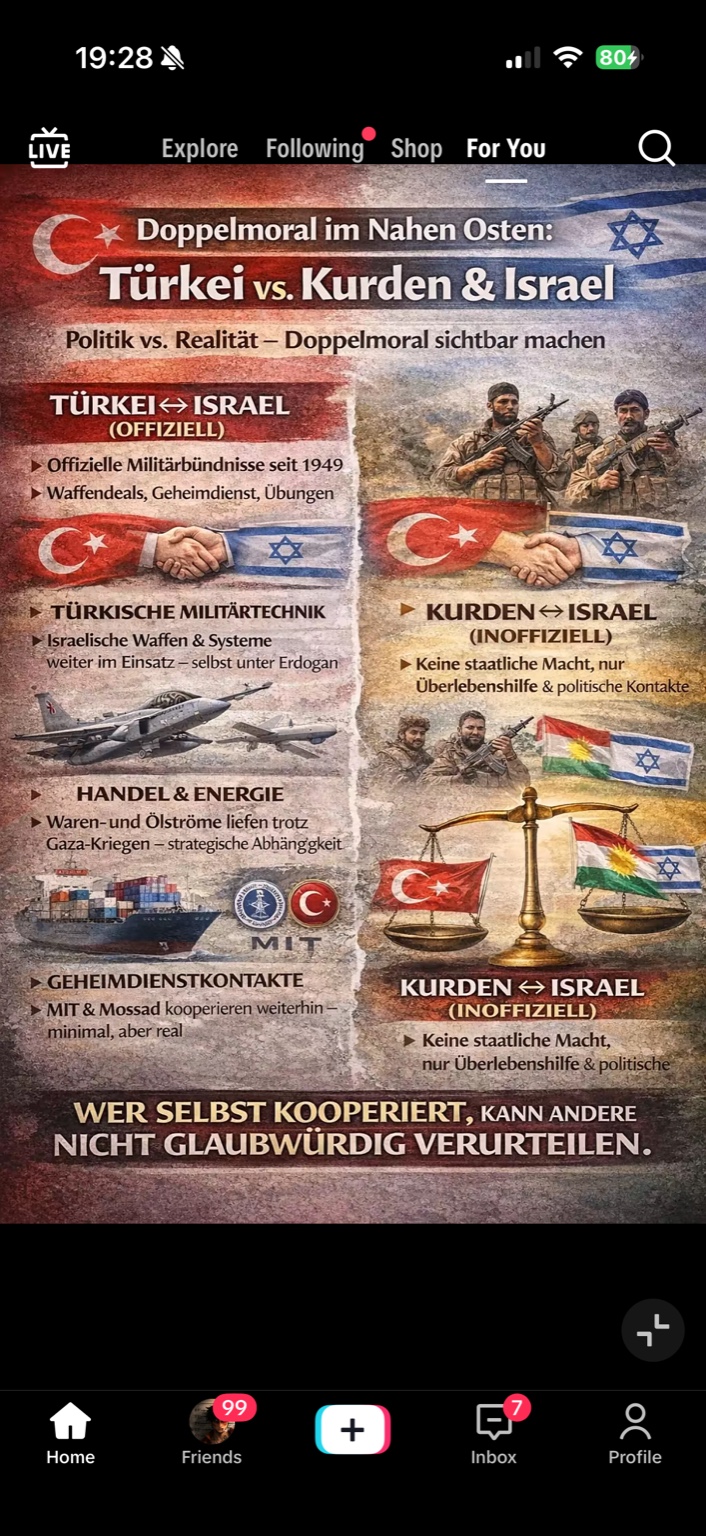 Virales Sharepic mit vier Behauptungen über Türkei, Kurden und Israel